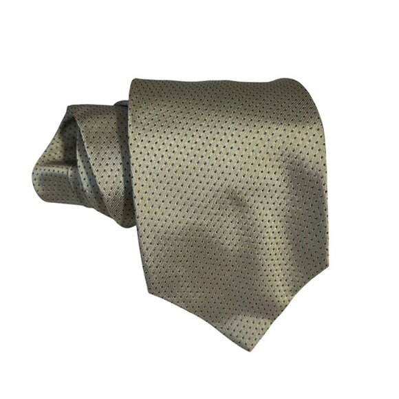 Banana Republic Mens Silk Tie Beige Black Polka Dot Design Made In Italy 3.75" w - Picture 1 of 7